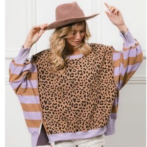Mixed Pattern Leopard Print Top